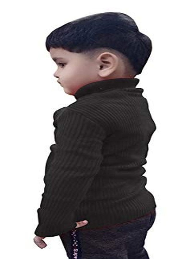 Hivata Baby Casual Winter Full Sleeve Kids High Neck for Baby Boys and Baby Girls Skivvy Sweater Set Black Color (3-6 Month) - Image 3