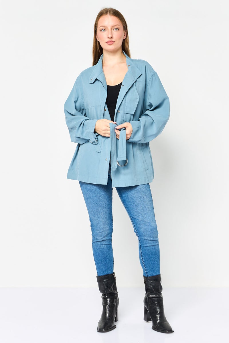 VERO MODA Women Plain Jacket Shirt, Ash Blue - Image 2
