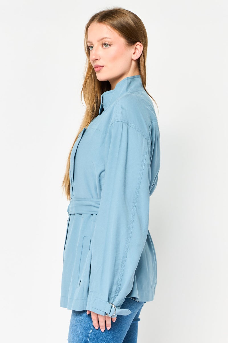 VERO MODA Women Plain Jacket Shirt, Ash Blue - Image 3