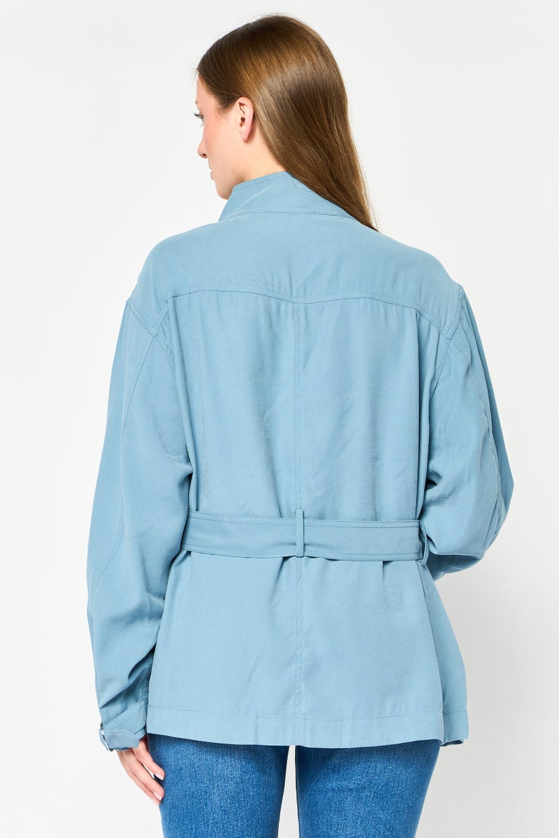 VERO MODA Women Plain Jacket Shirt, Ash Blue - Image 4