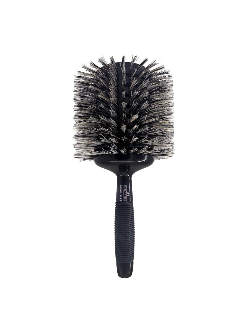 Phillips Brush Phillips Brush Luxe Monster Vent 1 Professional Hair Brush 5 Diameter Barrel  Black  Rose Gold Vented Hairbrush with Nylon Reinforced Boar Hair Bristles Ergonomic Rubber Grip 