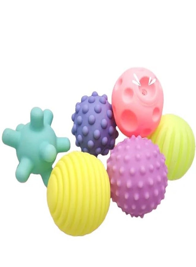Sawkirp darshraj Sensory Ball Set for Babies, 6 Pieces, Multi-Textured Soft Balls, Multi-Color - Image 1