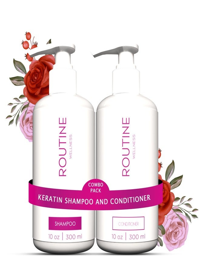 Routine Wellness Premium Keratin Shampoo & Conditioner | Professional Hair Repair & Smoothing Duo for Dry, Frizzy & Damaged Hair | Strengthens, Softens & Adds Shine | Sulfate-Free Luxury Care for Men & Women | Salon-Quality Smooth, Healthy, Manageable Hair - Image 1