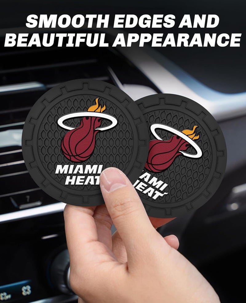 EMIJOY Heat Car Cup Holder Coasters,Miami Heat Car Cup Coasters for Drink Holder,2pcs Car Cup Holder Insert,Basketball Stuffs for Cars,Anti-Split Dust Proof Car Cup Mat,Silicon Beverage Mat,2.75'' - Image 4