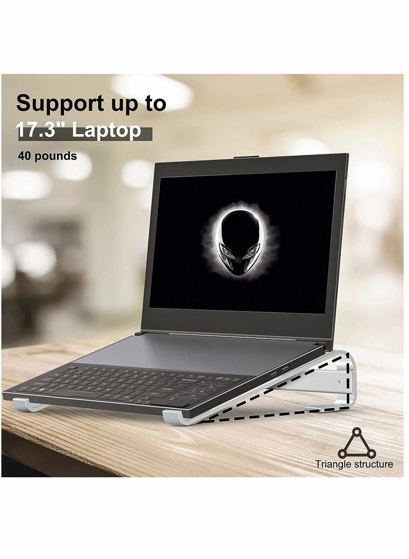 Y&D Computer Stand, Laptop Stand for Desk, Ventilated Ergonomic Aluminum Notebook Compatible with MacBook Air, Suitable 10-17 Inch Laptop, Work from Home (Silver)  - Image 4