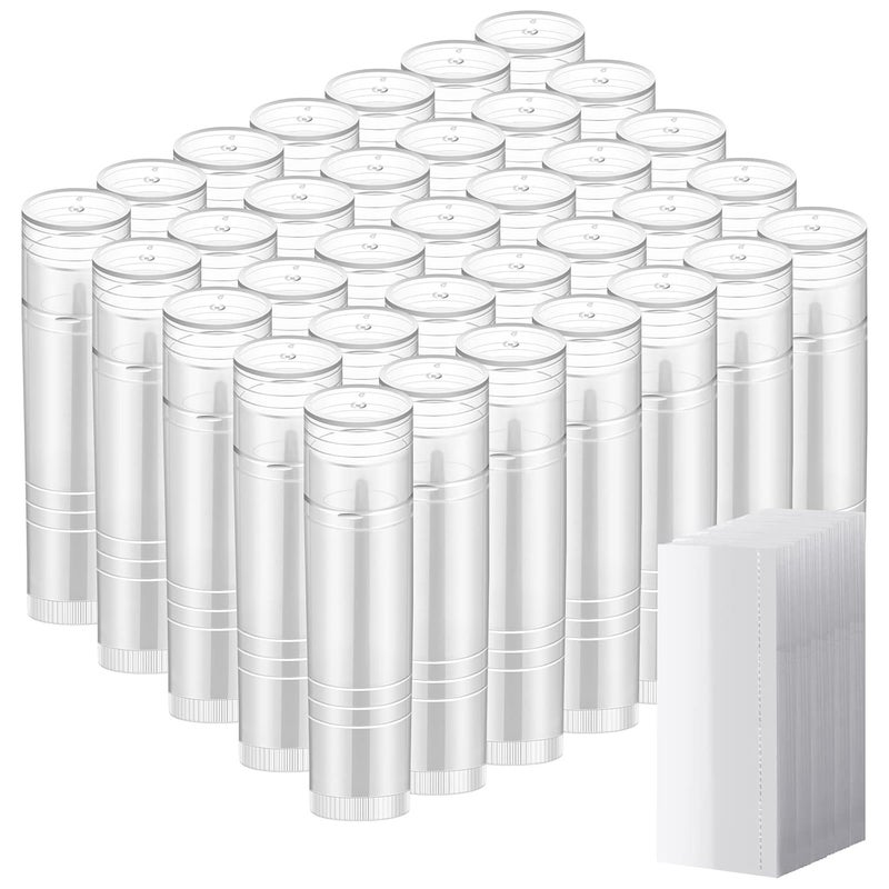50 Pcs Lip Balm Containers Tubes Empty 316 oz Clear Lip Tubes and Shrink Wrap Lip Gloss Tubes Lip Balm Containers with White Caps Twist Tubes for making Gifts Travel