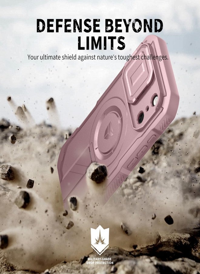 Dexnor for iPhone 17 Pro Case, [2 Front Frame & Built-in Flip Camera Cover & Kickstand], Compatible with MagSafe, Heavy-Duty Shockproof Portection Case with Screen Protector, 6.3 inch Peony Pink - Image 5