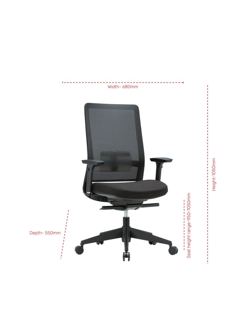BAFCO Maxi Staff chair Mesh Back Fabric Seat | Ergonomic Office Executive Adjustable Height | Modern Comfort | Home Working Study Office Staff Chair (Black) - Image 3