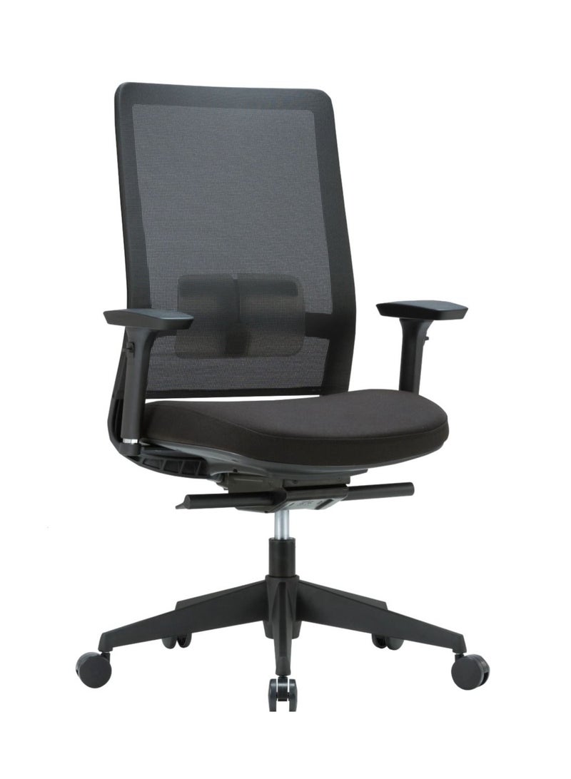 BAFCO Maxi Staff chair Mesh Back Fabric Seat | Ergonomic Office Executive Adjustable Height | Modern Comfort | Home Working Study Office Staff Chair (Black) - Image 1
