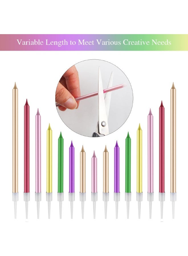 24 Pcs Birthday Candles - Colorful Long Thin Birthday Cake Candles, Tall Elegant Premium Party Candles for Birthday Parties, Wedding Decorations, Anniversary & Cake Decorating Supplies (Multi-Colored) - Image 3
