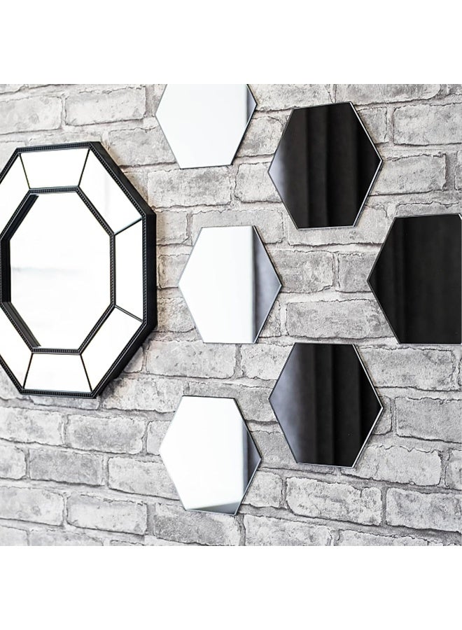 TPGP طقم TPGP من 24 مرآة سداسية فضية، ملصقات جدارية مرآة سداسية - Image 3