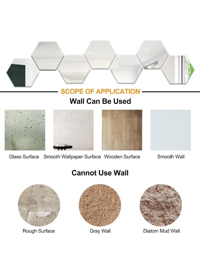 TPGP طقم TPGP من 24 مرآة سداسية فضية، ملصقات جدارية مرآة سداسية - Image 5