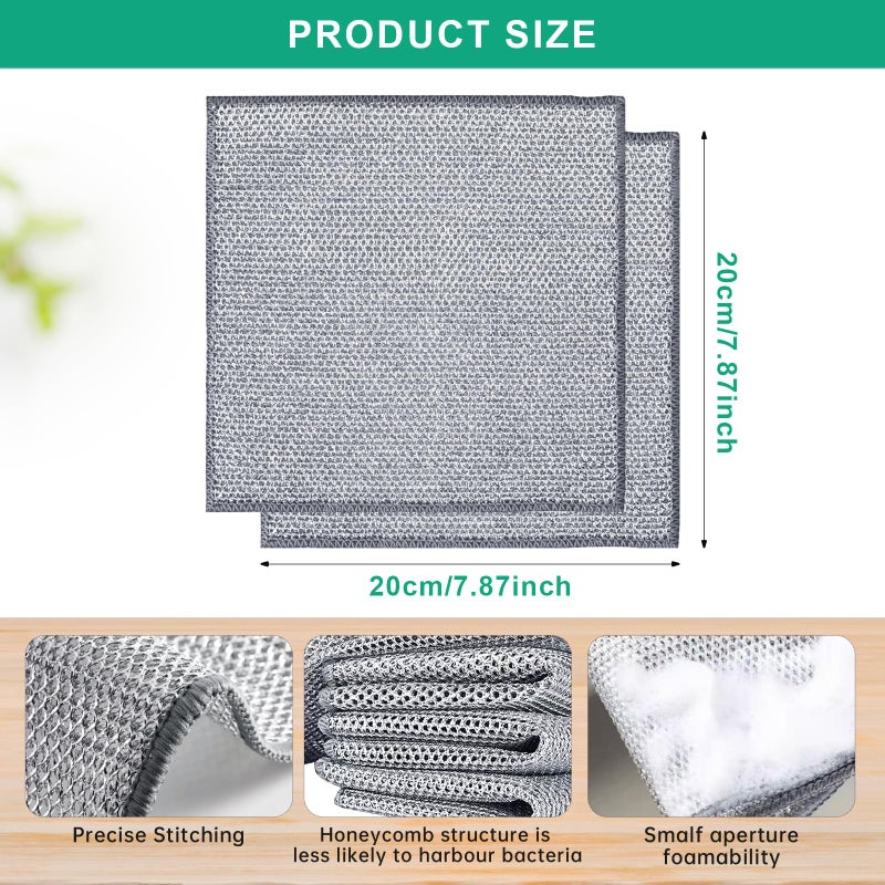 BTIFU 10 Pcs Multipurpose Wire Dishwashing Rag,Reusable Non-Scratch Wire Dishcloth,Metal Dish Cloth Wet and Dry,for Kitchen Cleaning,Sinks,Dishes,Stove Top,Dimensions(7.87X7.87) - Image 5