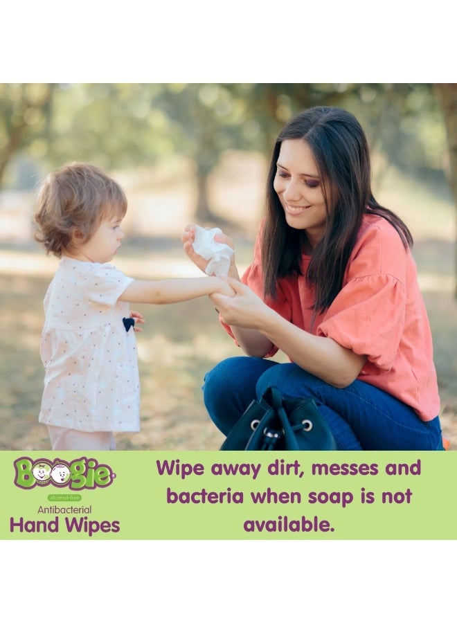 Boogie Antibacterial Hand Wipes , Alcohol Free, Hypoallergenic and Moisturizing Aloe, Hand Wipes for Kids and Adults, 5 Packs of 20 (100 Total Wipes) - Image 2