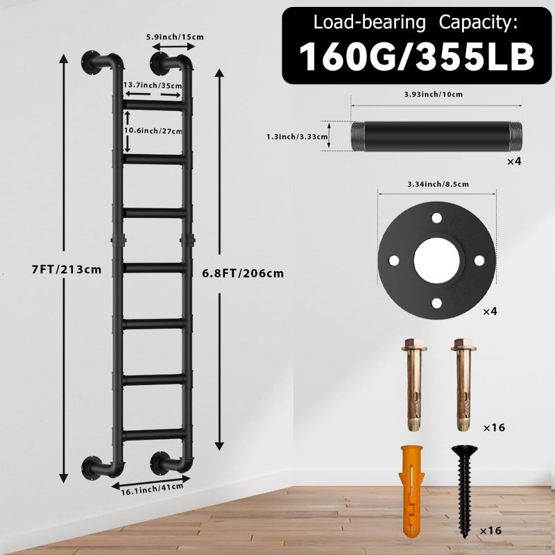 cvter Black 6-Step Wall Mounted Steel Ladder, 6FT Egress Window Well Loft Ladder for Bunk Bed, Camper, RV â€“ Wall/Floor-Mounted Indoor Climb for Basement, Loft, Dorm, Small Spaces - Image 3
