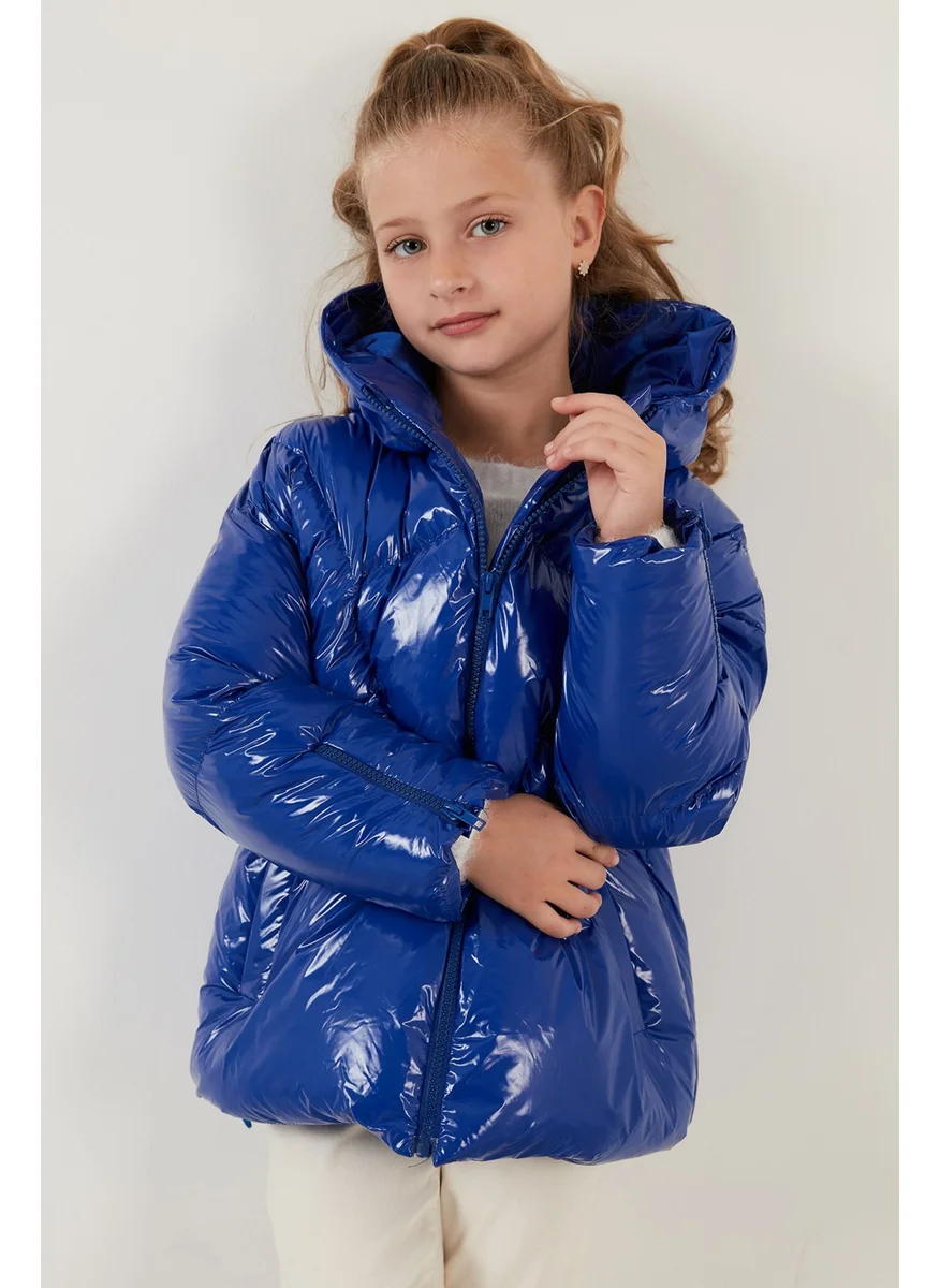 Lela Shiny Zippered Pocket Hooded Puffer Coat Girls' Coat 6380005