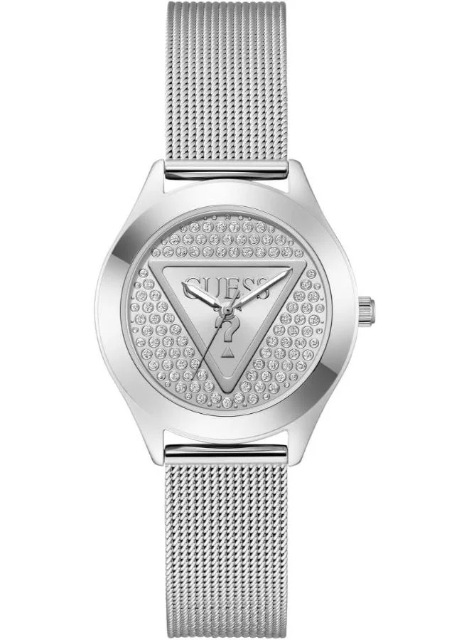 GUESS GLITZ PLAQUE Steel Mesh 34 mm Analog Watch