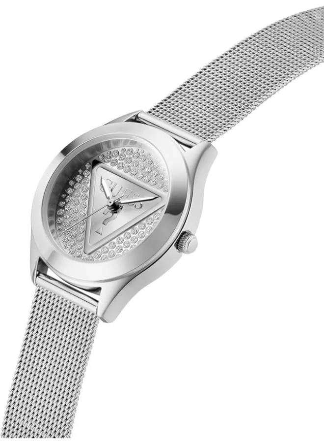 GUESS GLITZ PLAQUE Steel Mesh 34 mm Analog Watch