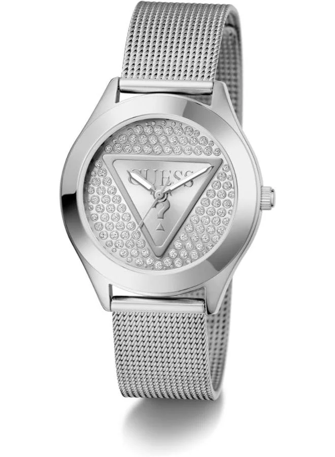 GUESS GLITZ PLAQUE Steel Mesh 34 mm Analog Watch