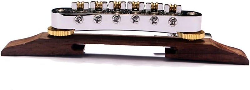ULTNICE Archtop Jazz Guitar Bridge with Gold Roller Saddles Rosewood B-23 - Image 3