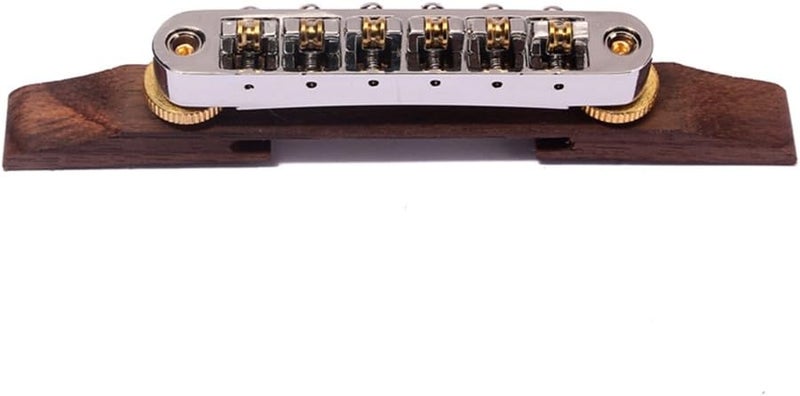 ULTNICE Archtop Jazz Guitar Bridge with Gold Roller Saddles Rosewood B-23 - Image 1