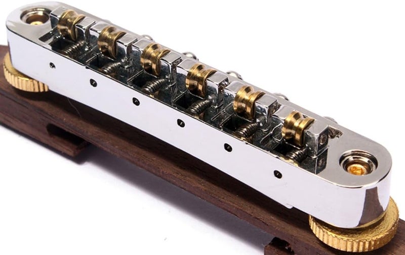 ULTNICE Archtop Jazz Guitar Bridge with Gold Roller Saddles Rosewood B-23 - Image 2