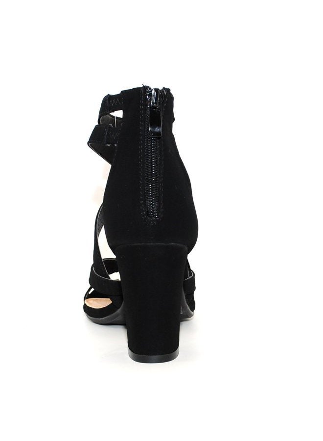 TRENDSup Collection Women's Chunky Heel Ankle Strap Sandals (9, Black) - Image 3