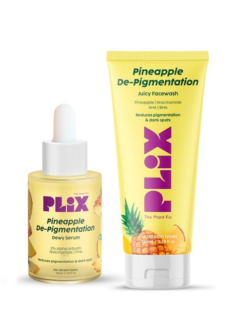 plix 5% Pineapple Foaming Face Wash And Serum Combo for Pigmentation and Dark Spots Dillness Reveal A Brighter Even Toned Complexion