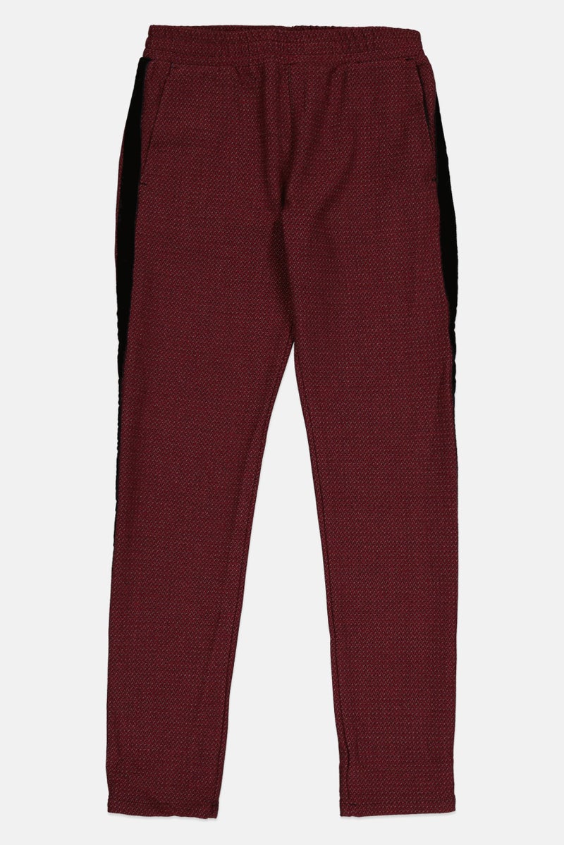 Reiko Women Street Fit Textured Cropped Pants, Maroon - Image 2