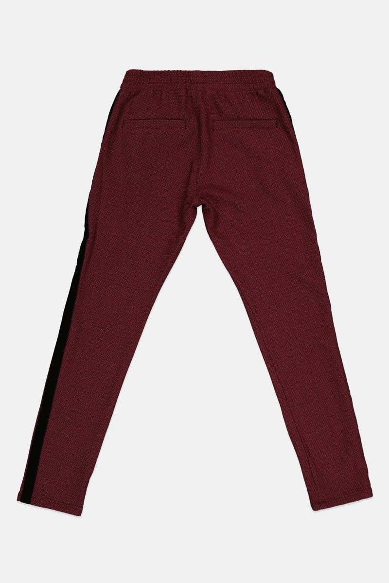 Reiko Women Street Fit Textured Cropped Pants, Maroon - Image 3
