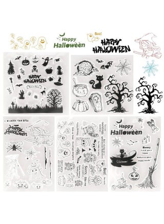 5 Sheets Halloween Clear Stamp Silicone Stamp Cards With Halloween Creatures Bat Spider Web Ghost Pattern For Halloween Holiday Card Making And Diy Scrapbooking Journaling - pzsku/ZFE7E41A462061D1F96B6Z/45/_/1693549137/ef6cfd8b-4983-4c1b-b314-90e8daee54c7