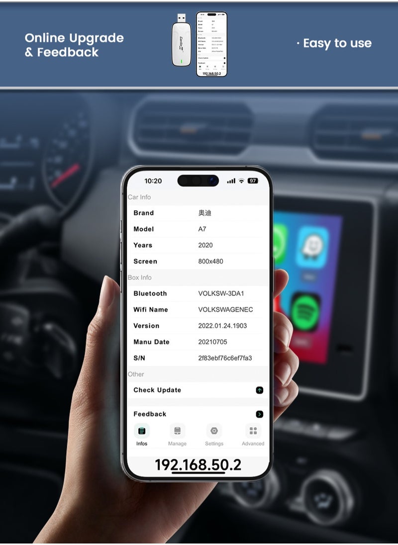 Carlinkit - X2CA Baidu Carlife to Wireless CarPlay/Android Auto Adapter 2 in 1 Streaming Box Plug and Play Auto-connect 2.4G+5GHz - Image 1