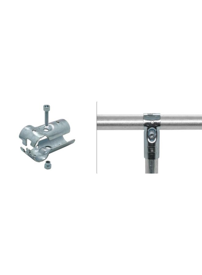 FLEXKEA 2 Pcs T Clamps Pipe Connector Metal Fittings,Structural Pipe Connector Joint,Fit OD 1-1/4 inch (32 mm) Carbon Steel End Rail Tee Clamps,Chain Link Fence,Bolts and Nuts Included - Image 4