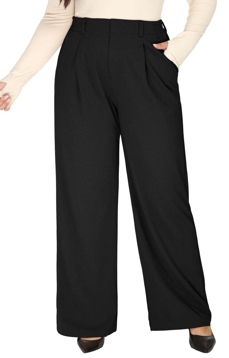 Heathyoga 1X-5X Plus Size Stretchy Work Pants Women Pull on Womens Dress Pants Business Casual Outfits Slacks for Women Black - Image 1