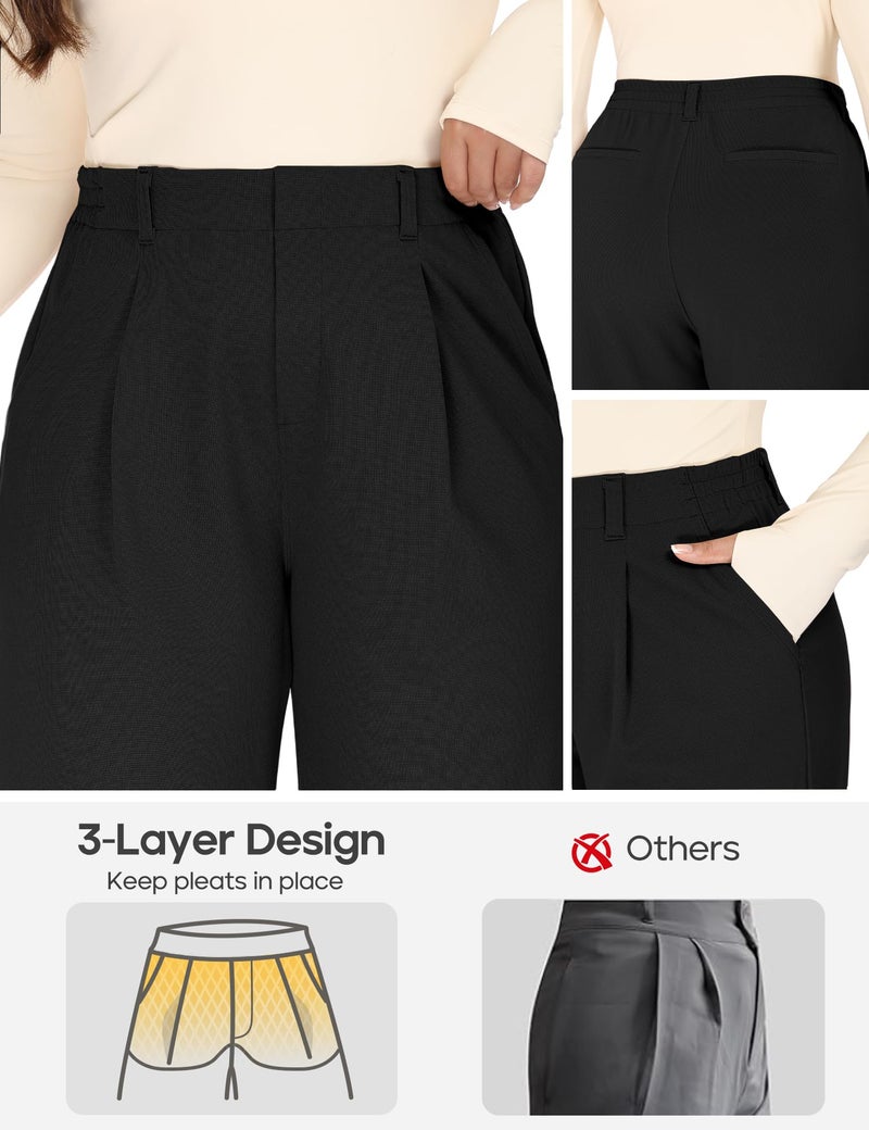 Heathyoga 1X-5X Plus Size Stretchy Work Pants Women Pull on Womens Dress Pants Business Casual Outfits Slacks for Women Black - Image 4