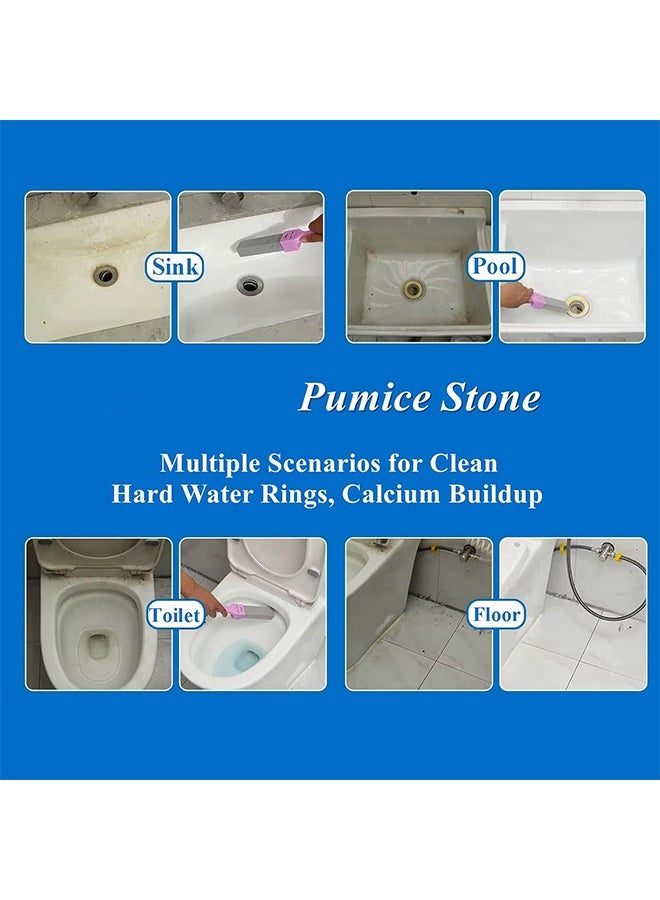 Pumice Stone Toilet Bowl Cleaner with Handle, Pumice Sticks Pumice Scouring Pad Powerfully Remove Hard Water Ring, Calcium Buildup, Cleaning Pool, Toilet, Kitchen Sink, Grill, Bathtubs, Pink - Image 3