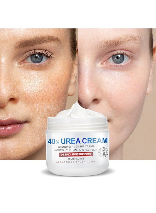 YURHERSU 40٪ كريم اليوريا للكعب الجاف المتشقق أفضل مزيل مسمار للقدمين واليدين يرطب طبيعي يغذي وينعم البشرة الميتة الخشنة المتشققة كريم إصلاح اليدين والقدمين150g - Image 4