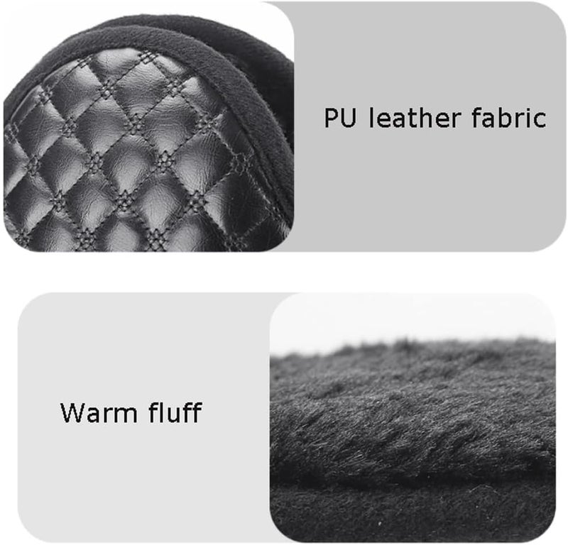 CLOTHERA Black Comfortable Furry Inner & PU Leather Warm Ear Covers with air hole for Men/Women Earmuffs for Winter Cold Protection (1) - Image 2