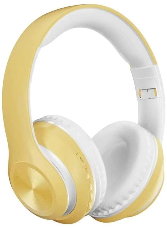 Stereo Wireless Over-Ear P68 Headphones With Mic Support Tf Card -Yellow  - Image 1