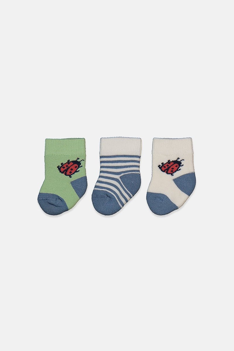 Tchibo Toddlers Unisex 3 Pairs Terry Socks, White and Green 