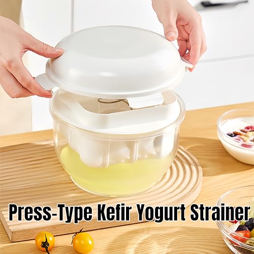 FindXeink Yogurt Strainer-[2.2QT/0.56GAL]Large, [1.16QT/0.29GAL]Filter Capacity, Spring-Assisted Yogurt Filter, Stainless Steel Mesh, BPA-Free Detachable for Homemade Greek Yogurt - Image 2