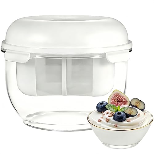 FindXeink Yogurt Strainer-[2.2QT/0.56GAL]Large, [1.16QT/0.29GAL]Filter Capacity, Spring-Assisted Yogurt Filter, Stainless Steel Mesh, BPA-Free Detachable for Homemade Greek Yogurt - Image 1