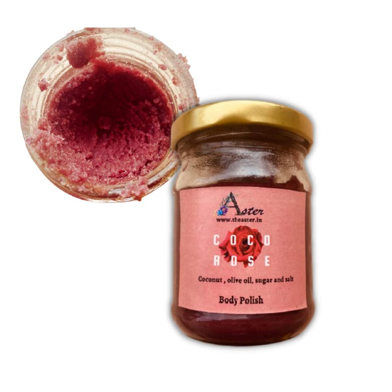 Aster COCO ROSE SCRUB Body scrub Rose scrub Handmade Gentle Exfoliation Exfoliation  Cleansing for Glowing smooth and Soft Skin No Paraben  SLS Body Polish 100 GMS - Image 1