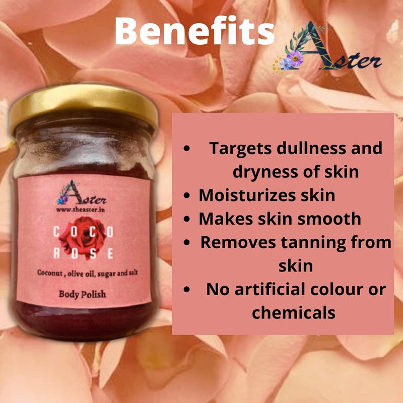 Aster COCO ROSE SCRUB Body scrub Rose scrub Handmade Gentle Exfoliation Exfoliation  Cleansing for Glowing smooth and Soft Skin No Paraben  SLS Body Polish 100 GMS - Image 4