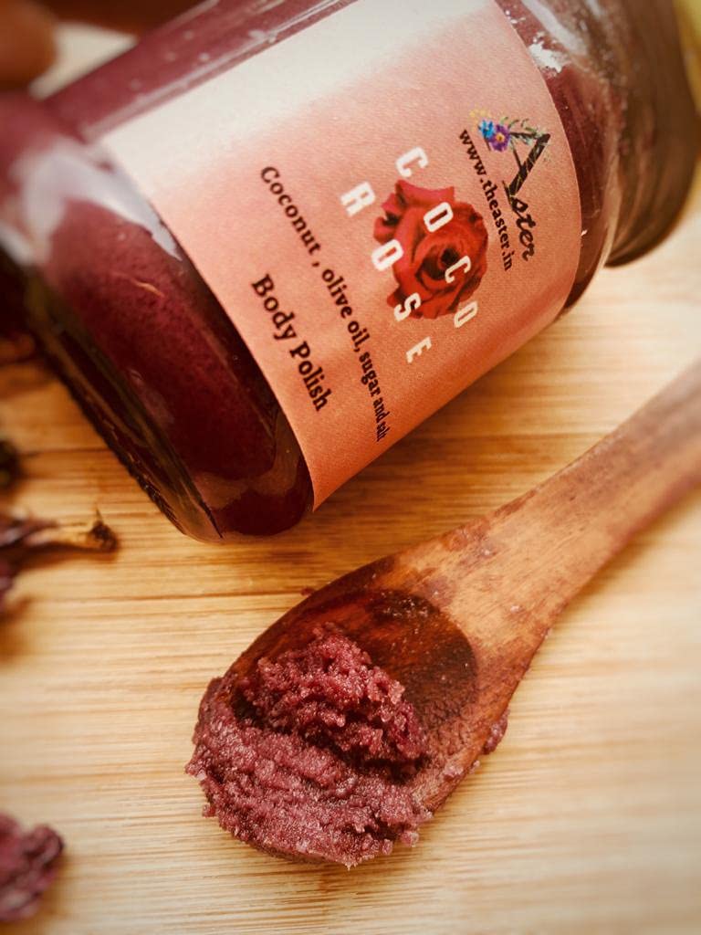 Aster COCO ROSE SCRUB Body scrub Rose scrub Handmade Gentle Exfoliation Exfoliation  Cleansing for Glowing smooth and Soft Skin No Paraben  SLS Body Polish 100 GMS - Image 3