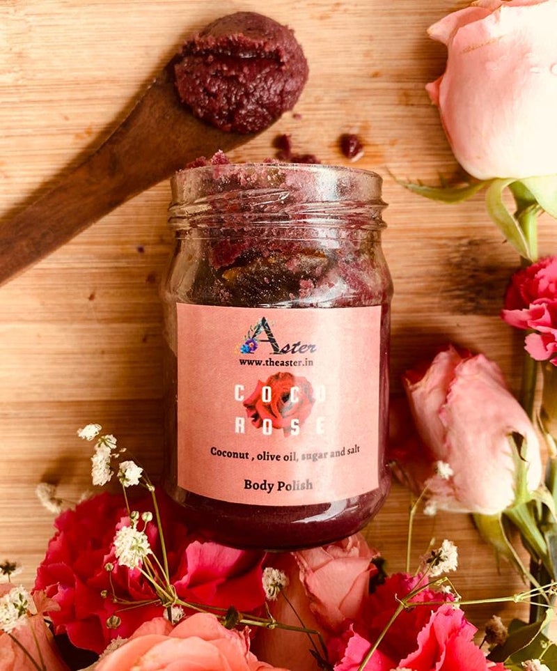 Aster COCO ROSE SCRUB Body scrub Rose scrub Handmade Gentle Exfoliation Exfoliation  Cleansing for Glowing smooth and Soft Skin No Paraben  SLS Body Polish 100 GMS - Image 2