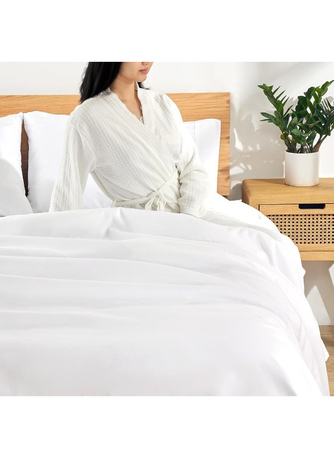 SLEEP ZONE Bedding Queen Bed Sheets Set, Ultra Soft 4 Pieces Sheet Set Includes 1 Fitted Sheet, 1 Flat Sheet, 2 Pillowcases for Family, Easy Care (White, Queen)