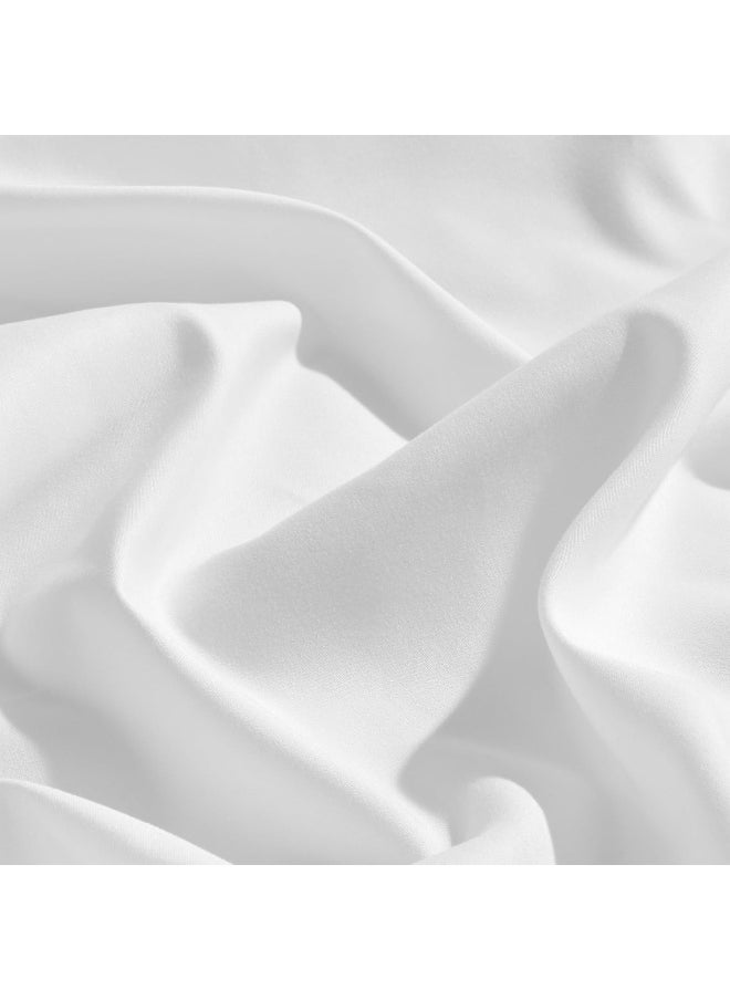 SLEEP ZONE Bedding Queen Bed Sheets Set, Ultra Soft 4 Pieces Sheet Set Includes 1 Fitted Sheet, 1 Flat Sheet, 2 Pillowcases for Family, Easy Care (White, Queen)