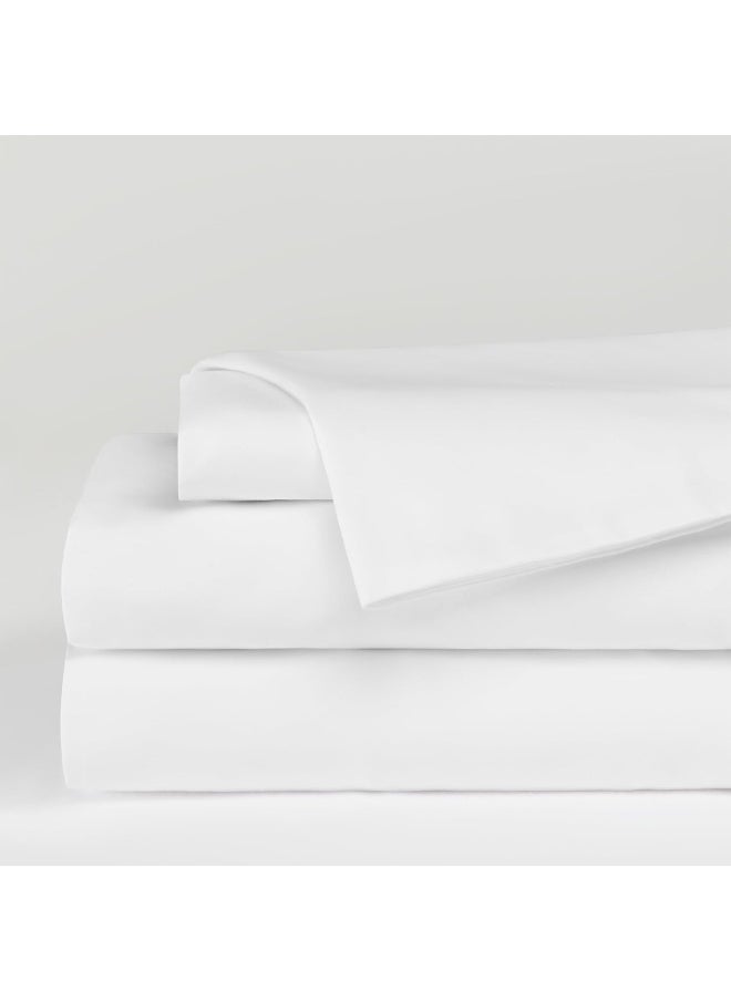 SLEEP ZONE Bedding Queen Bed Sheets Set, Ultra Soft 4 Pieces Sheet Set Includes 1 Fitted Sheet, 1 Flat Sheet, 2 Pillowcases for Family, Easy Care (White, Queen)