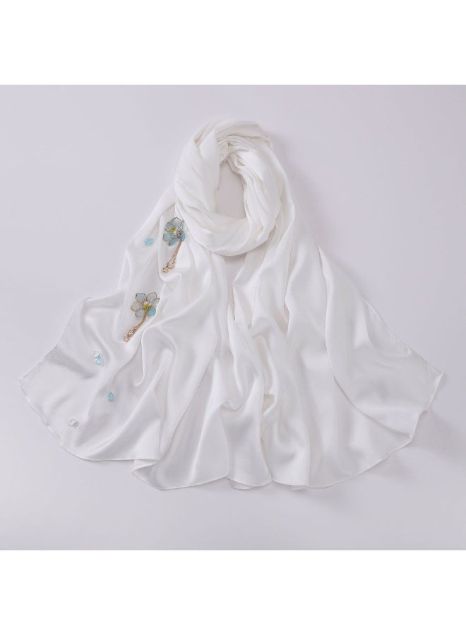 Nariele طرحة زهور ساتان شيفون صينية جديدة مصنوعة يدويًا - Image 1